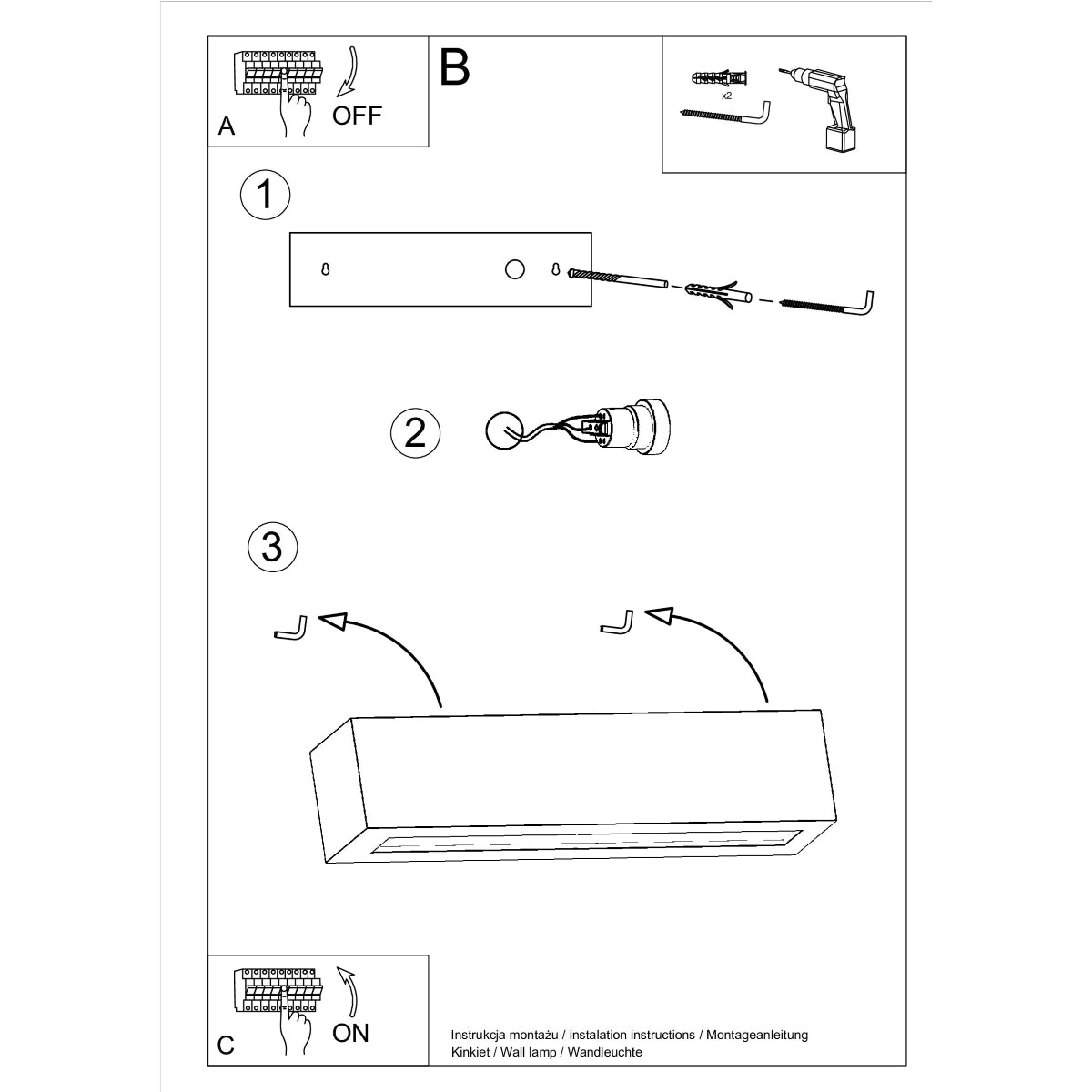 Ceramic Up-Down Wall Light with Rectangular Shade – White