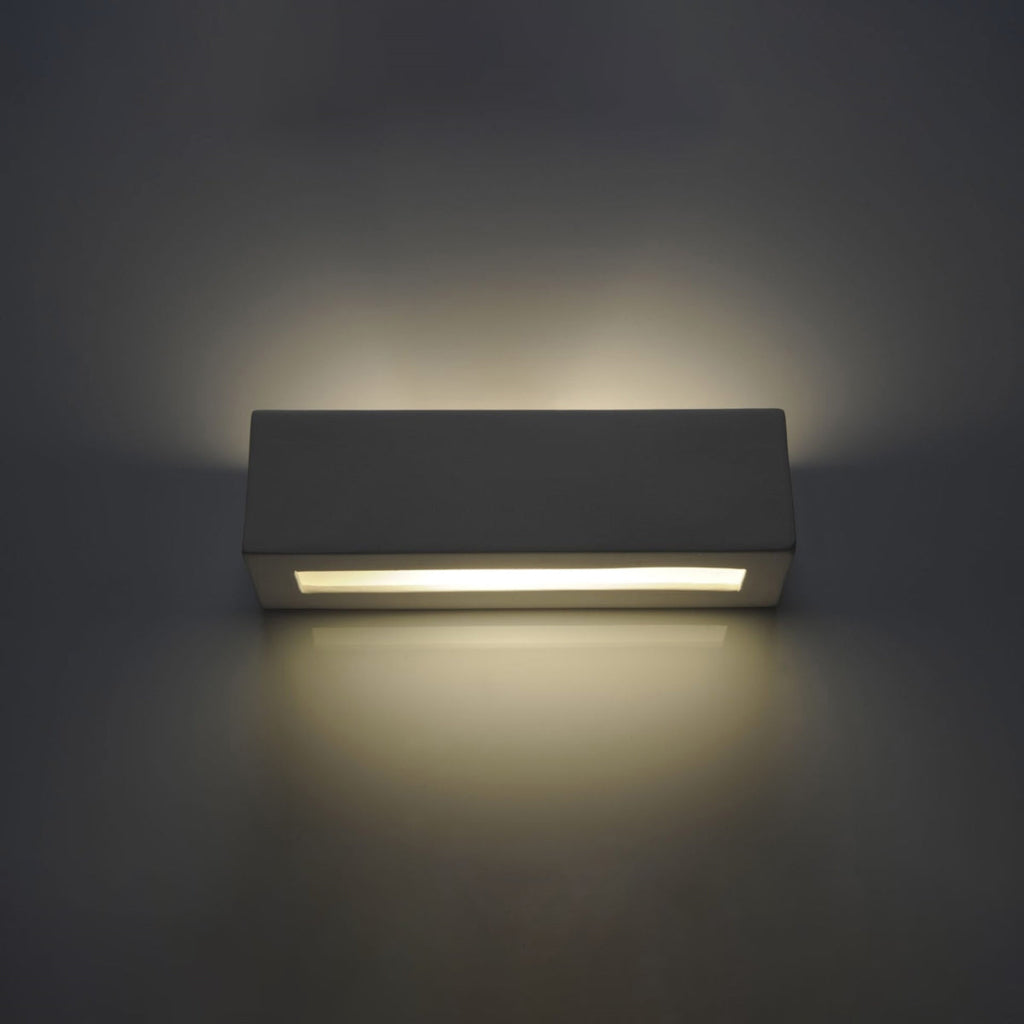 Ceramic Up-Down Wall Light with Rectangular Shade – White