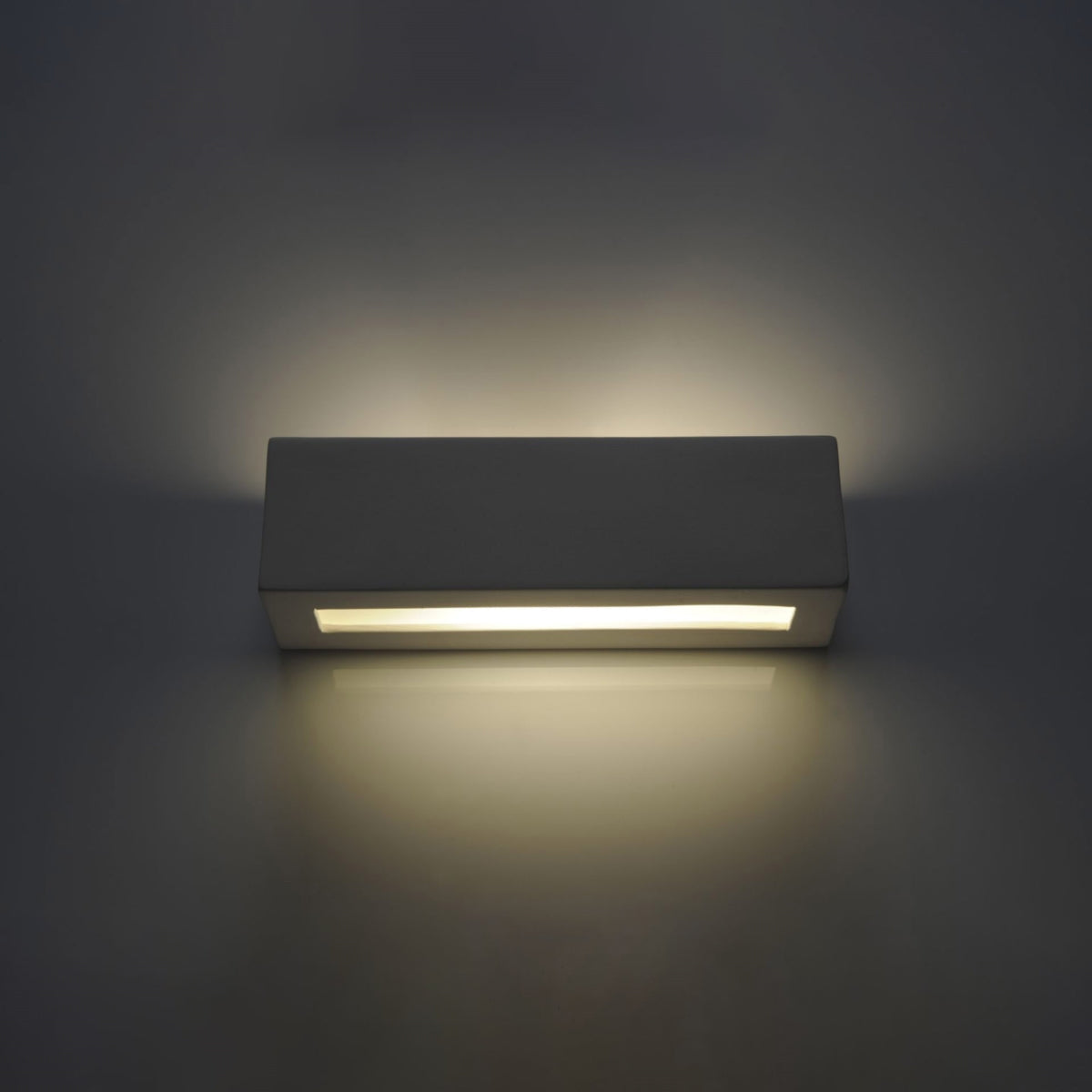 Ceramic Up-Down Wall Light with Rectangular Shade – White