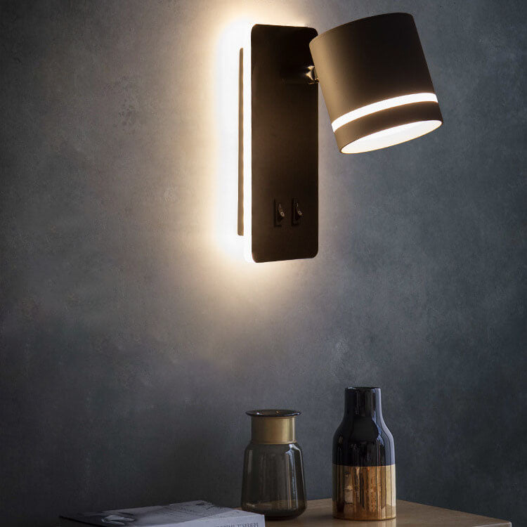 Adjustable LED spotlight wall sconce with backlight