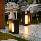 Rectangular Solar Outdoor Lantern with Frosted Glass – Black