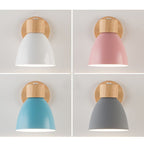 Wooden Cone Wall Light with Metal Shade – Optional Pull Switch