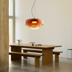 Layered Glass Pendant Light – Green, Amber or Smoky Grey