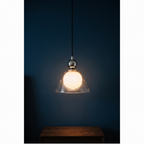 Double-Layer Ribbed Glass Bell Pendant Light