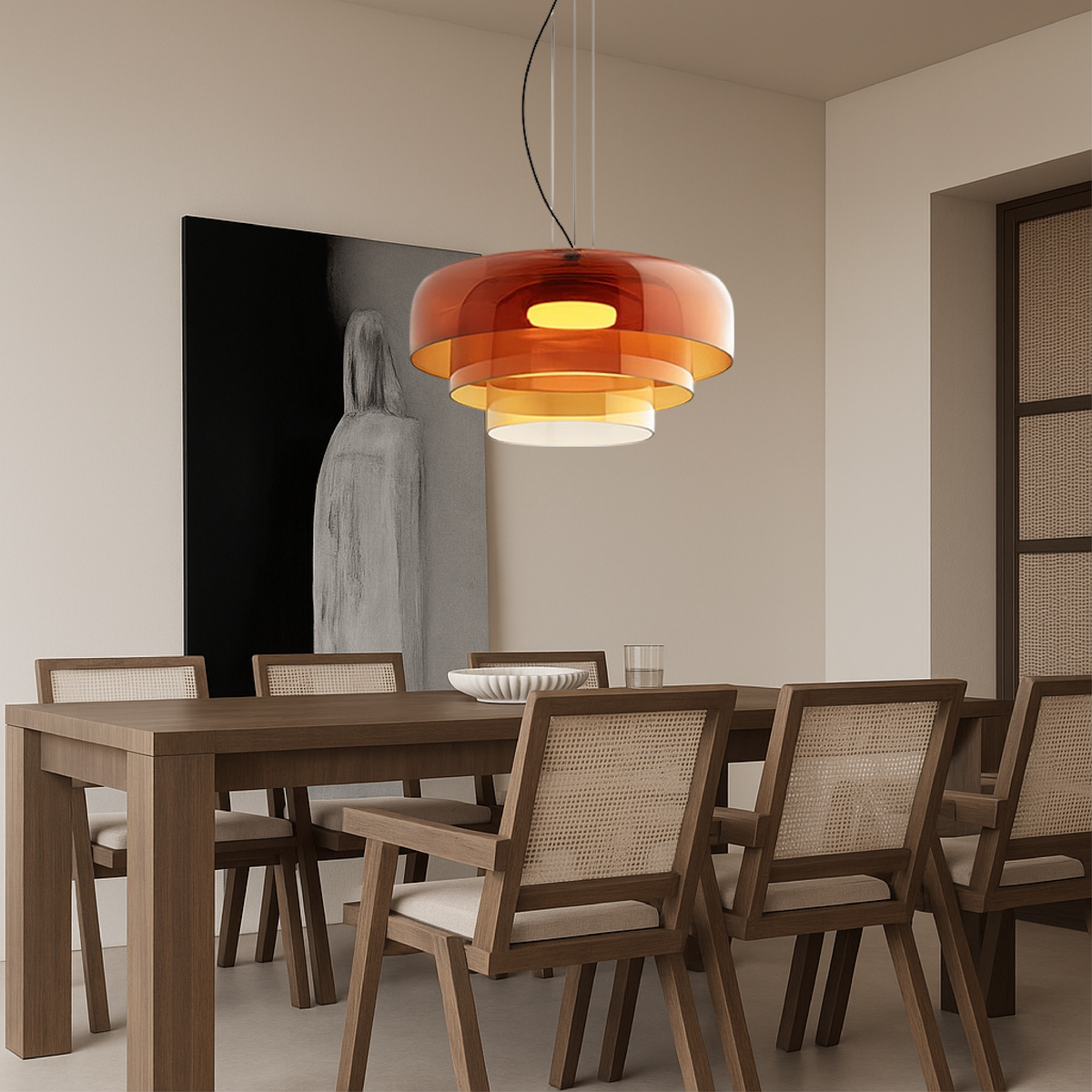 Layered Glass Pendant Light – Green, Amber or Smoky Grey
