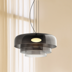 Layered Glass Pendant Light – Green, Amber or Smoky Grey