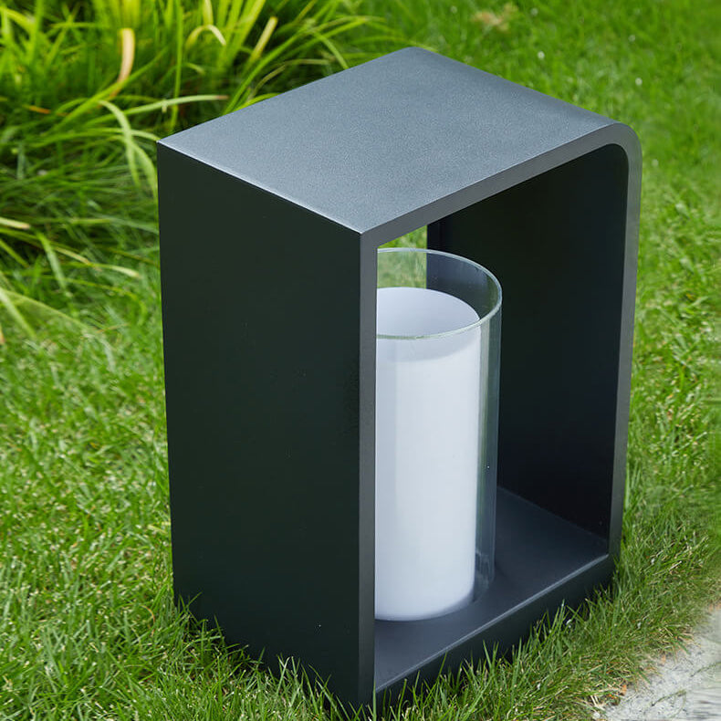 Rectangular Solar Outdoor Lantern with Frosted Glass – Black