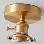 Vintage Clear Glass Ceiling Light with Brass Details
