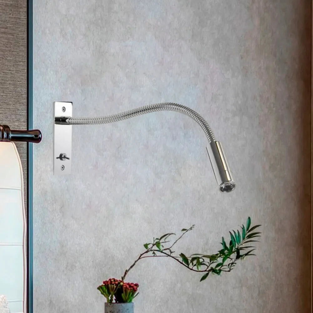 Flexible Gooseneck LED Wall Reading Light – Nickel or Chrome