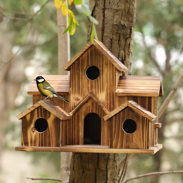 Rustic Wooden Hanging Birdhouse