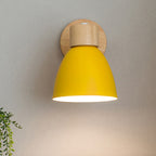 Wooden Cone Wall Light with Metal Shade – Optional Pull Switch