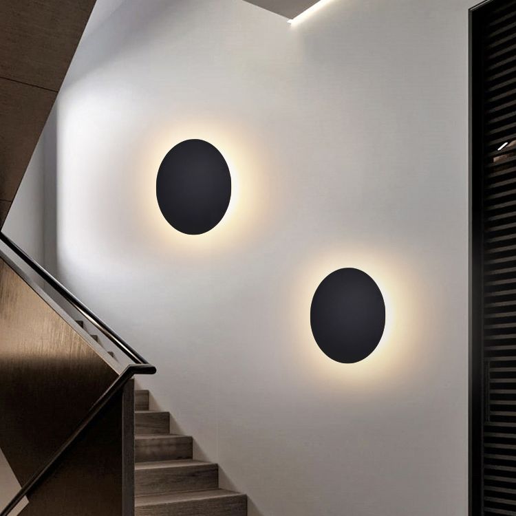 Minimalist Round Halo LED Wall Sconce – Black, White or Gold