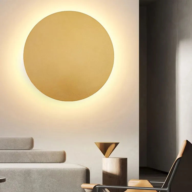 Minimalist Round Halo LED Wall Sconce – Black, White or Gold