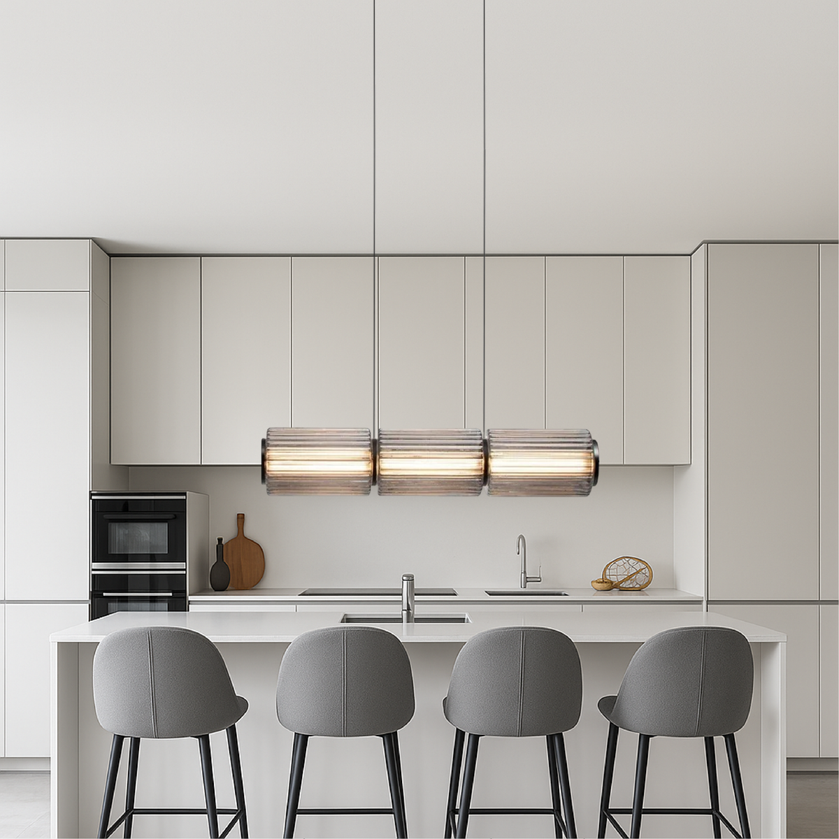 Linear Cylinder Glass Pendant – 3, 4 or 5 Lights