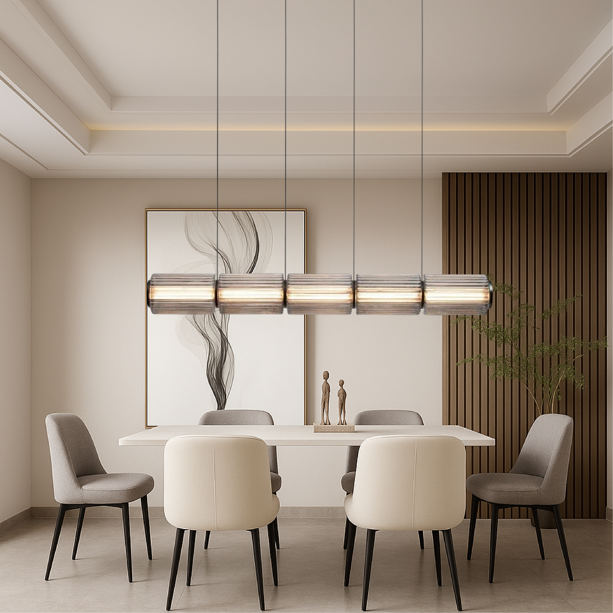 Linear Cylinder Glass Pendant – 3, 4 or 5 Lights