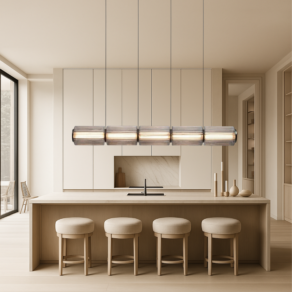 Linear Cylinder Glass Pendant – 3, 4 or 5 Lights