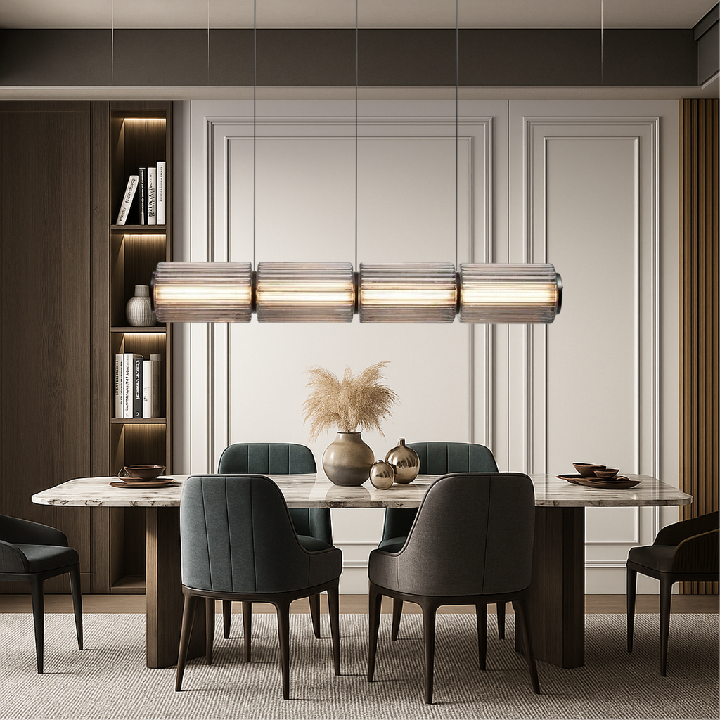 Linear Cylinder Glass Pendant – 3, 4 or 5 Lights