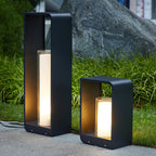 Rectangular Solar Outdoor Lantern with Frosted Glass – Black