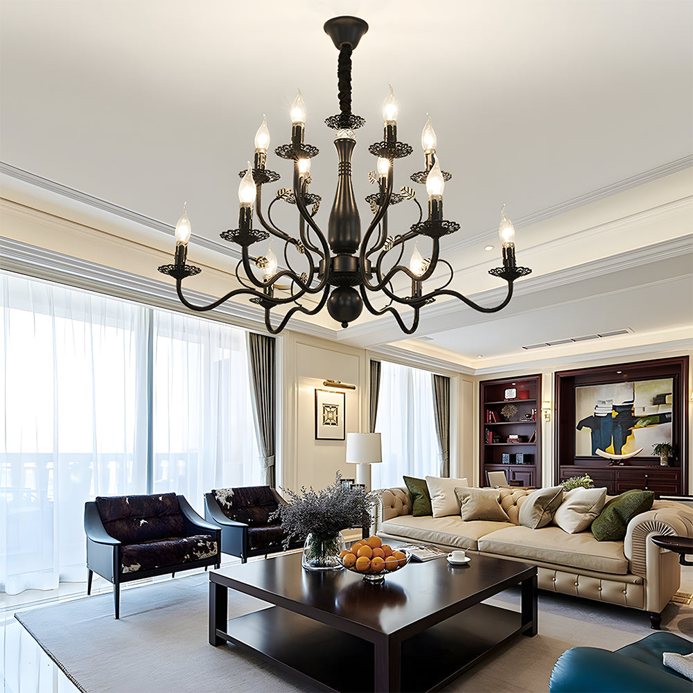 Flemish-Style Curved Arm Chandelier – 6, 12 or 16 Lights