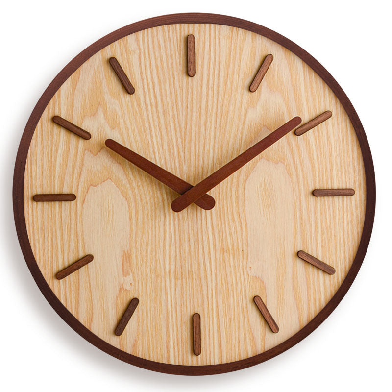 Walnut Wood Minimalist Silent Wall Clock – 12"