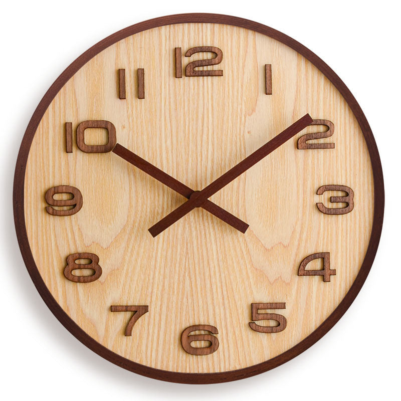 Walnut Wood Minimalist Silent Wall Clock – 12"