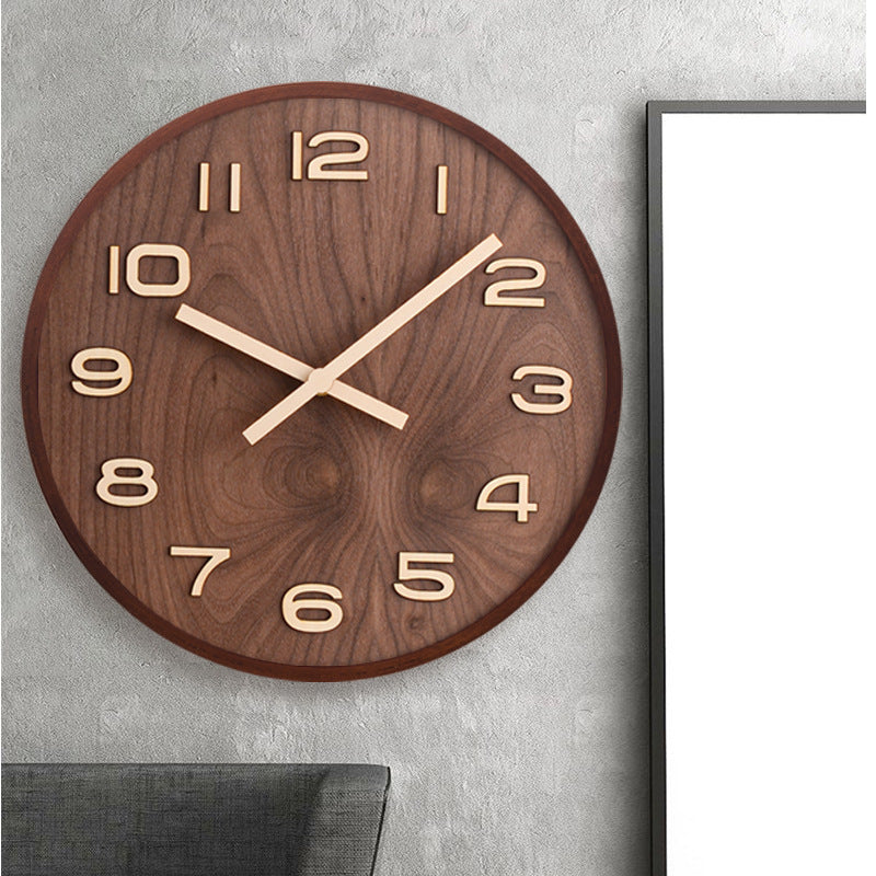 Walnut Wood Minimalist Silent Wall Clock – 12"