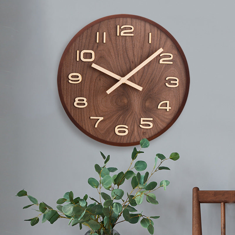 Walnut wood silent wall clock