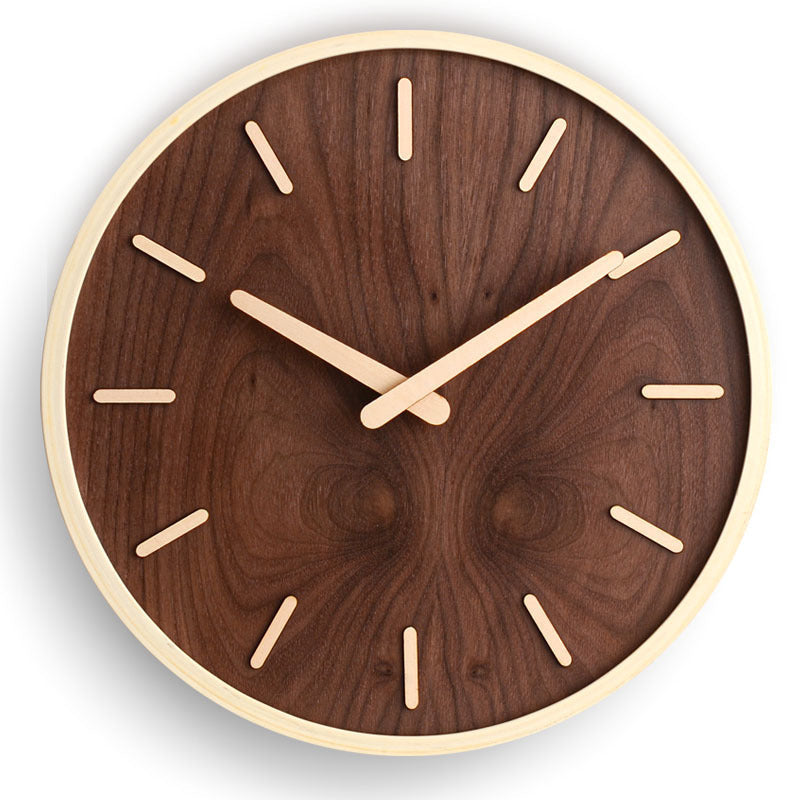 Walnut Wood Minimalist Silent Wall Clock – 12"