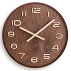 Walnut Wood Minimalist Silent Wall Clock – 12"