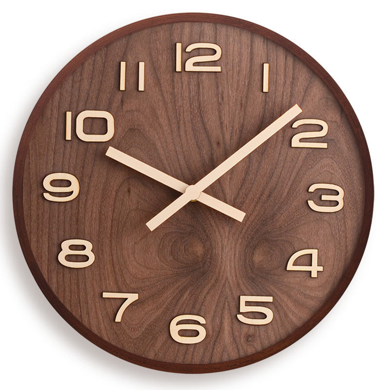 Walnut Wood Minimalist Silent Wall Clock – 12"