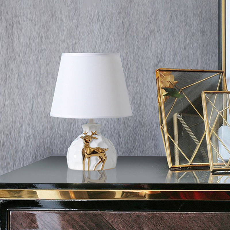 Ceramic deer table lamp with fabric shade