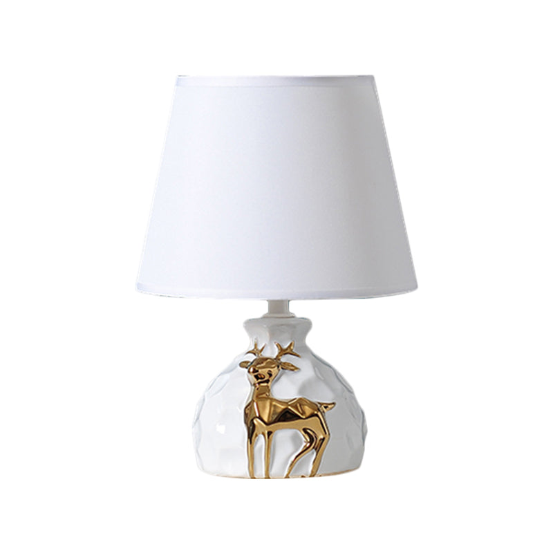 Ceramic Deer Table Lamp with Classic Fabric Shade