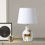 Ceramic Deer Table Lamp with Classic Fabric Shade