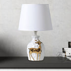 Ceramic Deer Table Lamp with Classic Fabric Shade