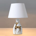 Ceramic Deer Table Lamp with Classic Fabric Shade