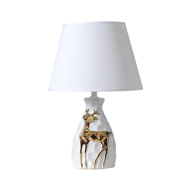 Ceramic Deer Table Lamp with Classic Fabric Shade