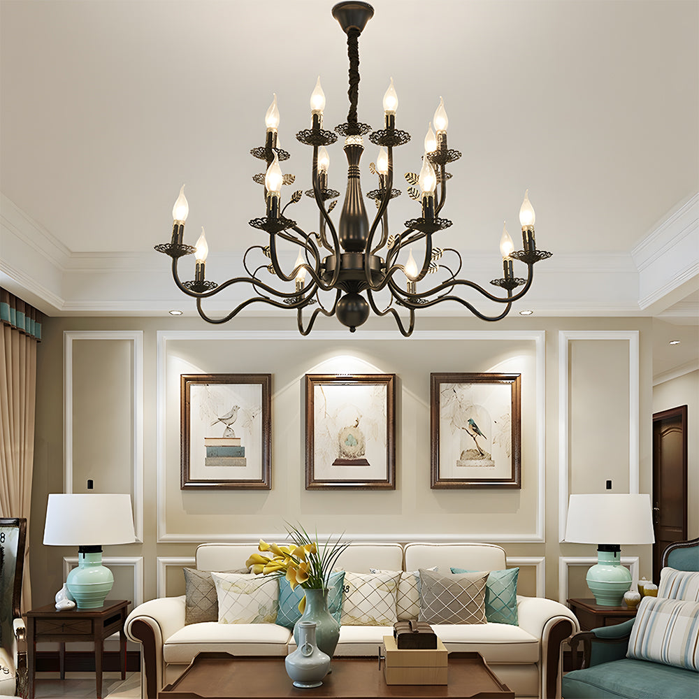 Flemish-Style Curved Arm Chandelier – 6, 12 or 16 Lights