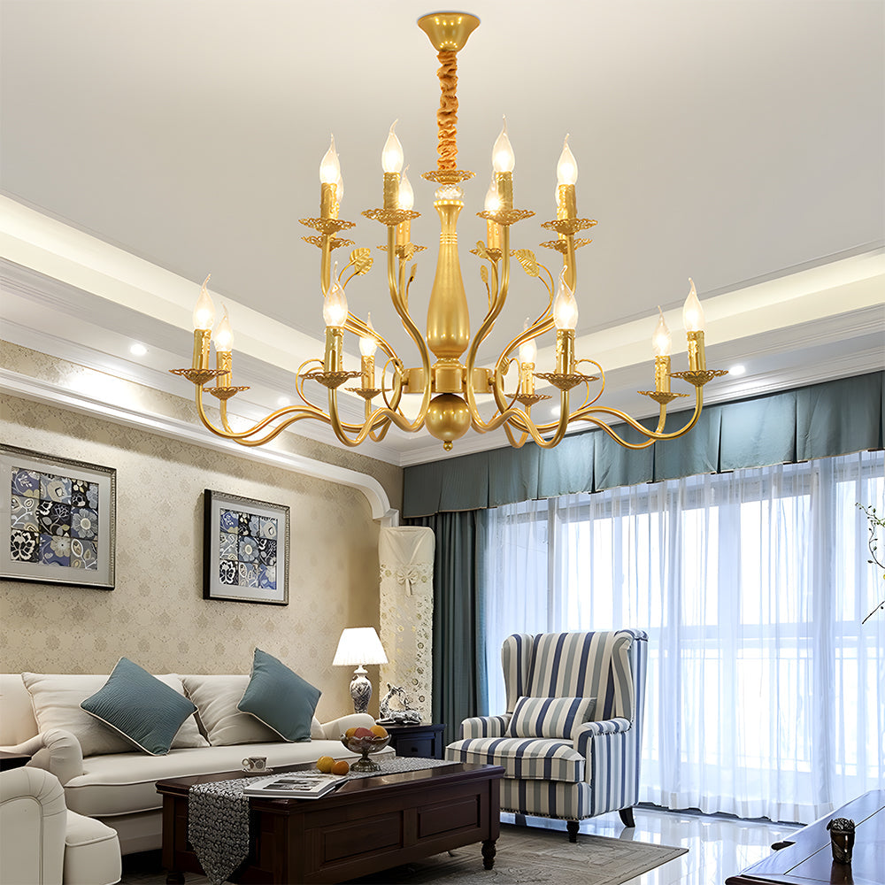 Flemish-Style Curved Arm Chandelier – 6, 12 or 16 Lights