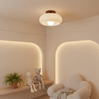Bauhaus opal glass ceiling light with walnut base