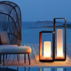 Rectangular Solar Outdoor Lantern with Frosted Glass – Black
