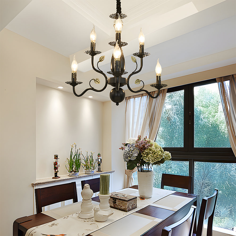 Flemish-style curved arm chandelier