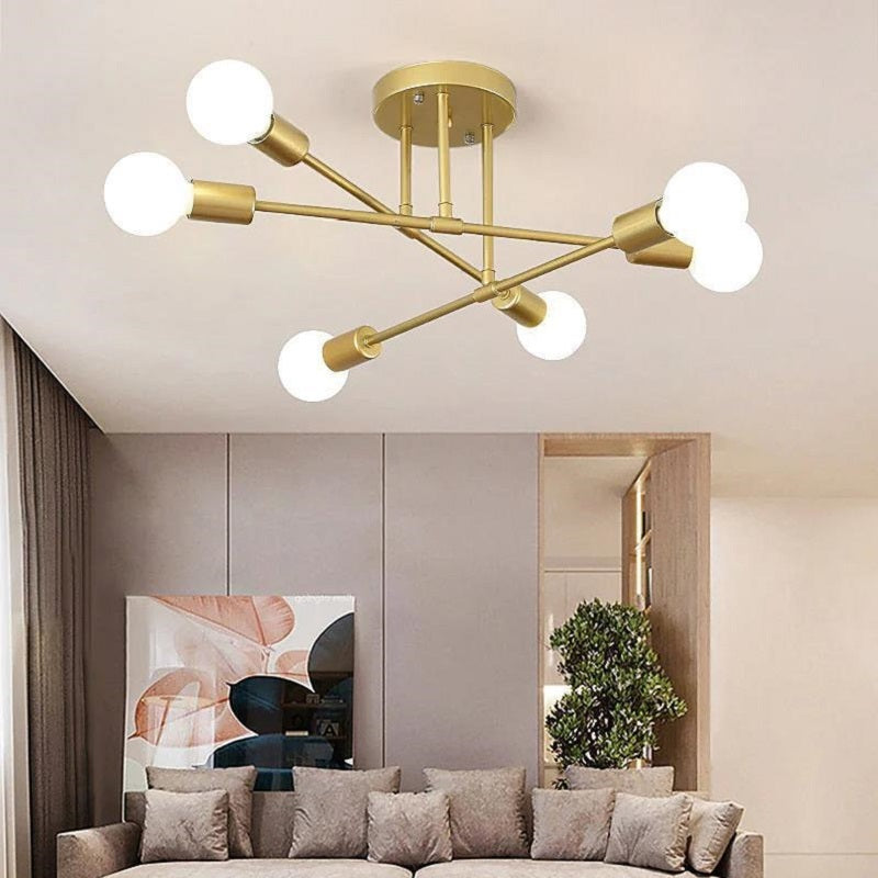 Modern Sputnik Semi-Flush Mount Chandelier – 6 or 8 Lights