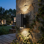 Black and gold up-down outdoor wall light