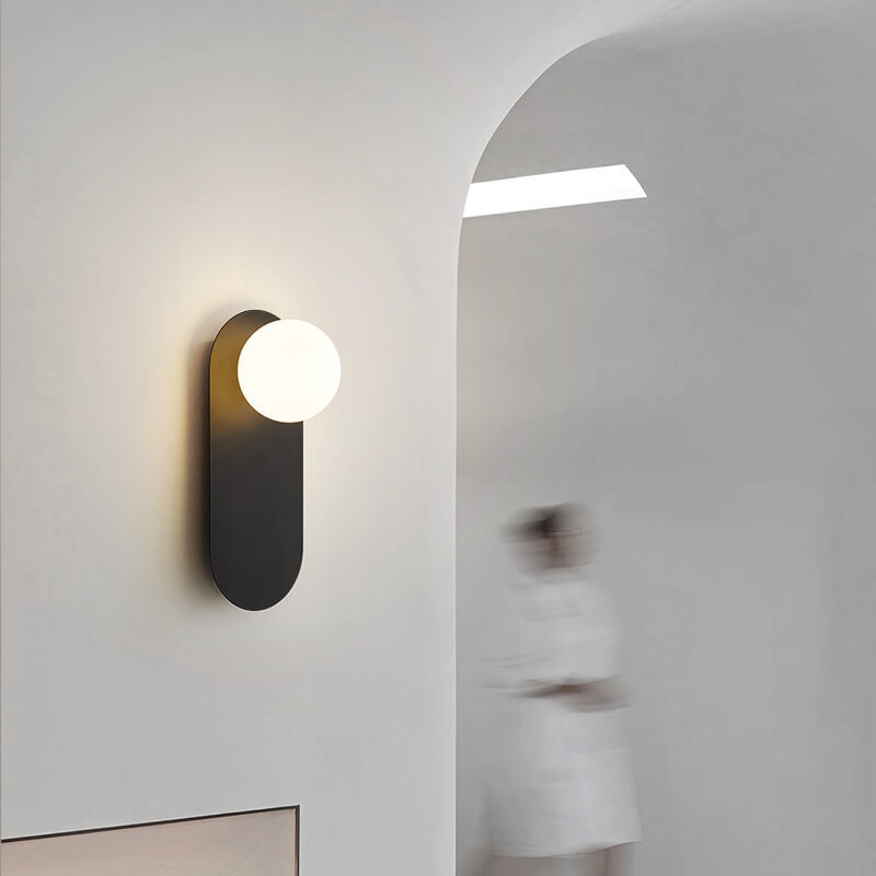 Minimalist Nordic Globe Wall Sconce with Oval Backplate