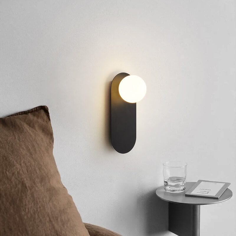 Minimalist Nordic Globe Wall Sconce with Oval Backplate