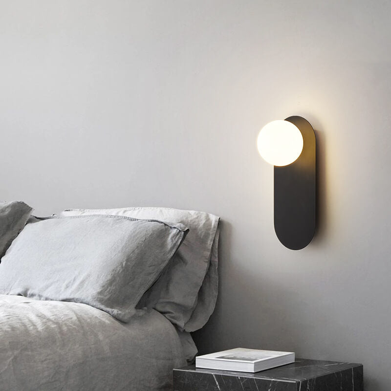 Minimalist Nordic Globe Wall Sconce with Oval Backplate