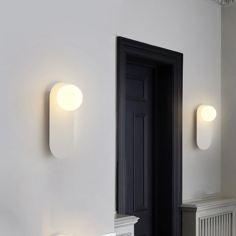 Minimalist Nordic Globe Wall Sconce with Oval Backplate