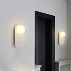 Minimalist Nordic Globe Wall Sconce with Oval Backplate