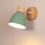 Wooden Cone Wall Light with Metal Shade – Optional Pull Switch