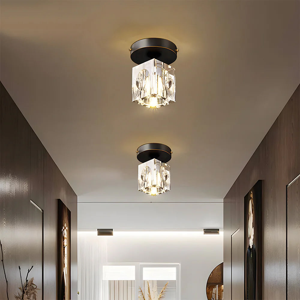Mini Crystal Flush Mount Chandelier – Black or Gold